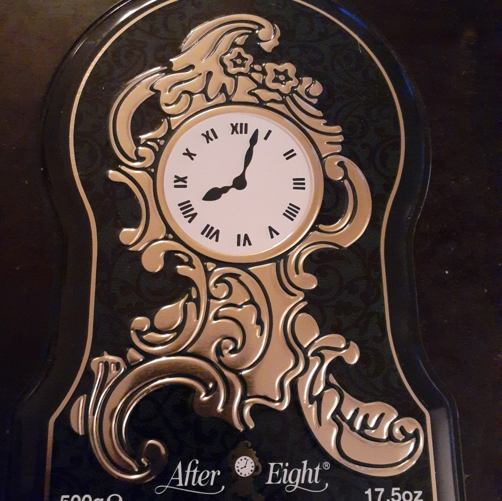 GORGEOUS After Eight Nestle England 8" Clock Shape Tin Box.